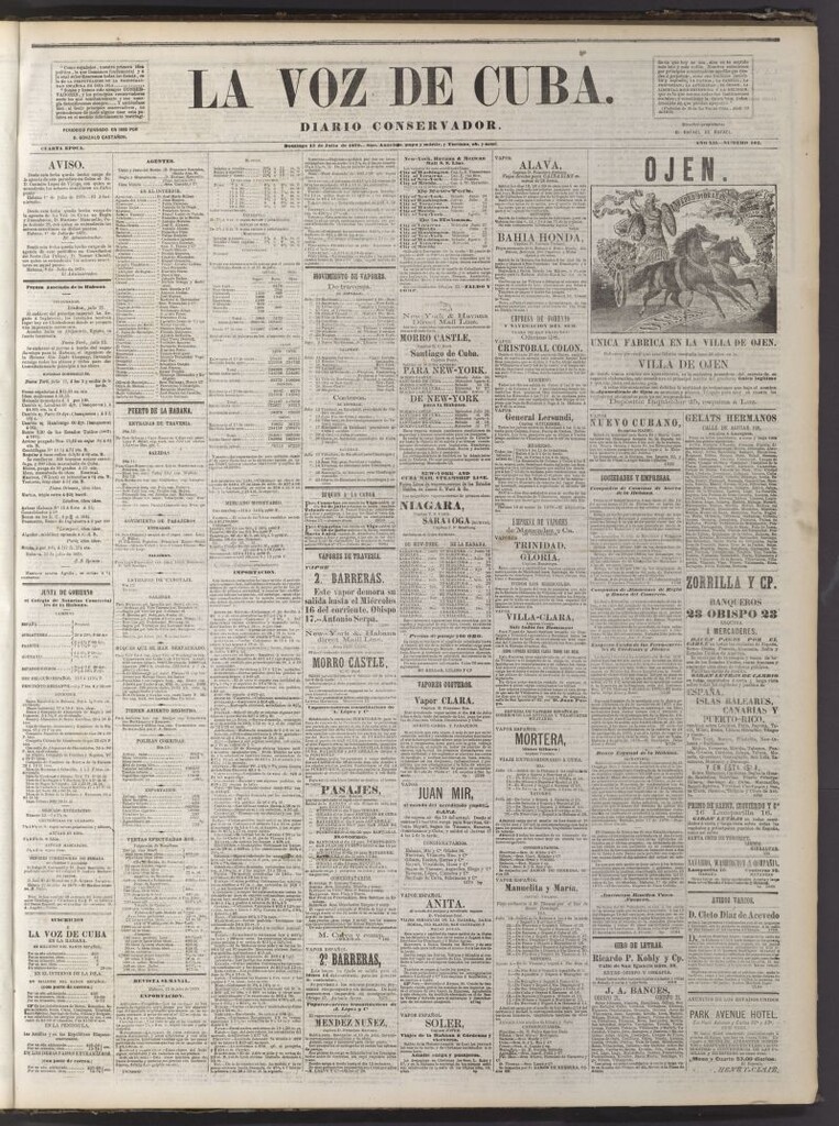 Miniatura de La Voz de Cuba: diario conservador del 13 de julio de 1879
