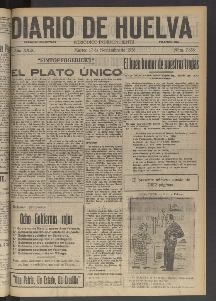 Miniatura de Diario de Huelva : periódico independiente del 17 de noviembre de 1936