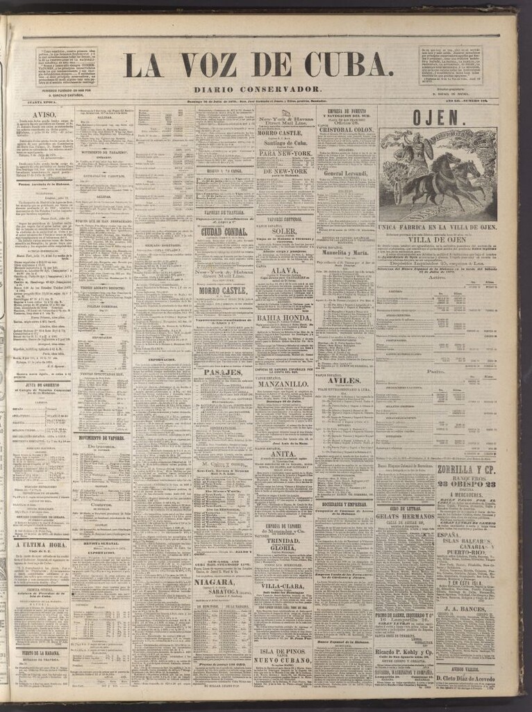 Miniatura de La Voz de Cuba: diario conservador del 20 de julio de 1879