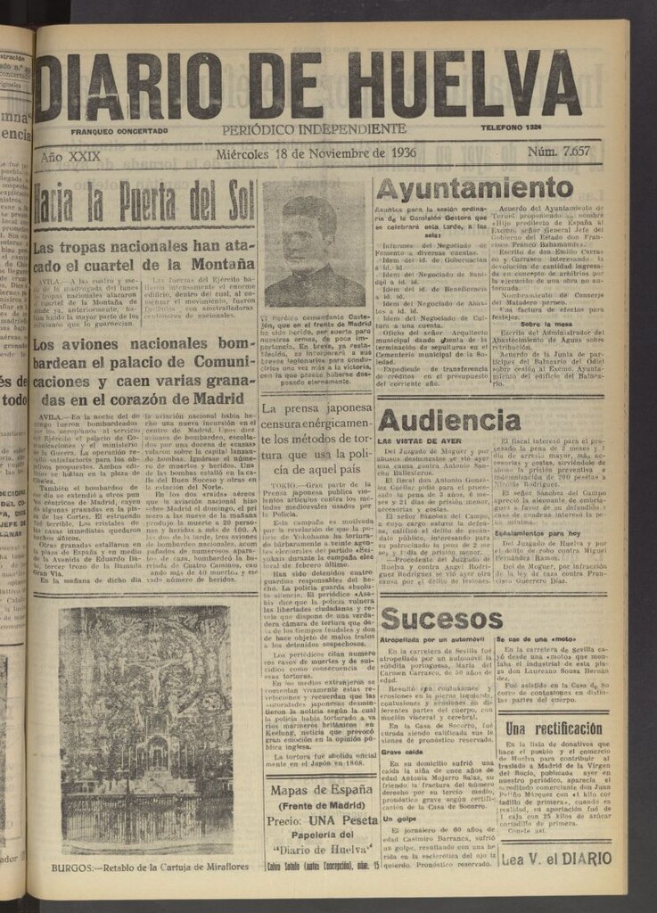 Miniatura de Diario de Huelva : periódico independiente del 18 de noviembre de 1936
