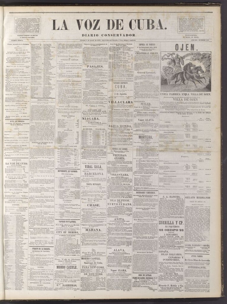Miniatura de La Voz de Cuba: diario conservador del 1 de agosto de 1879