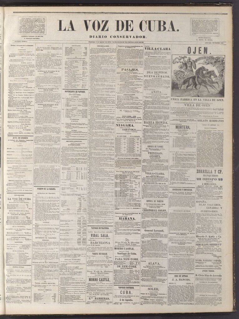 Miniatura de La Voz de Cuba: diario conservador del 3 de agosto de 1879