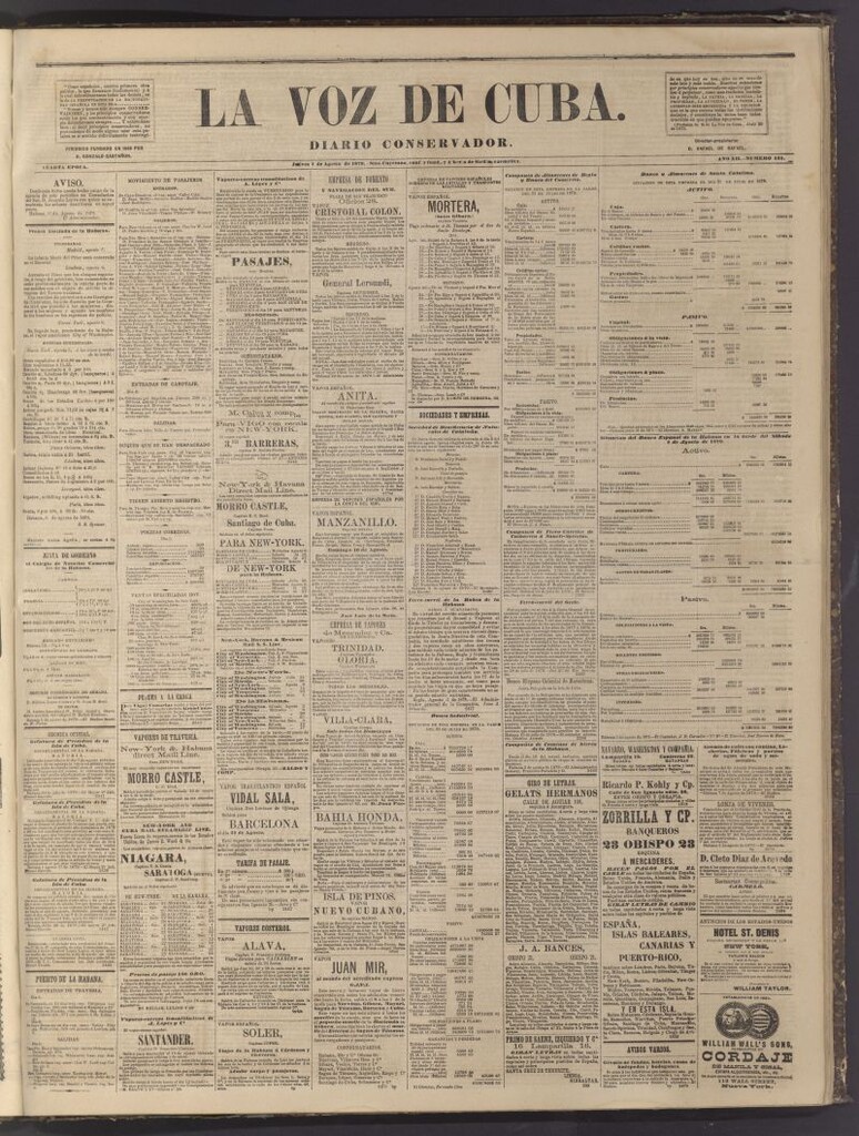 Miniatura de La Voz de Cuba: diario conservador del 7 de agosto de 1879