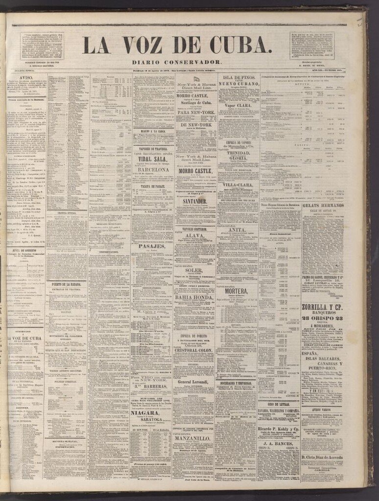 Miniatura de La Voz de Cuba: diario conservador del 10 de agosto de 1879