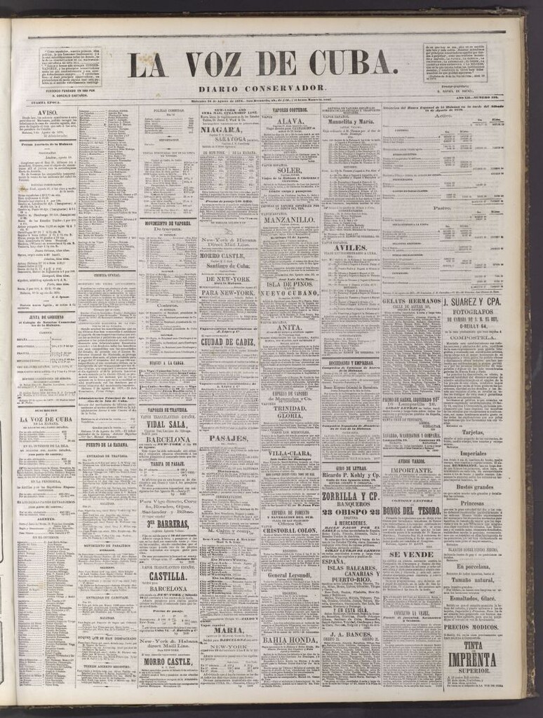 Miniatura de La Voz de Cuba: diario conservador del 20 de agosto de 1879