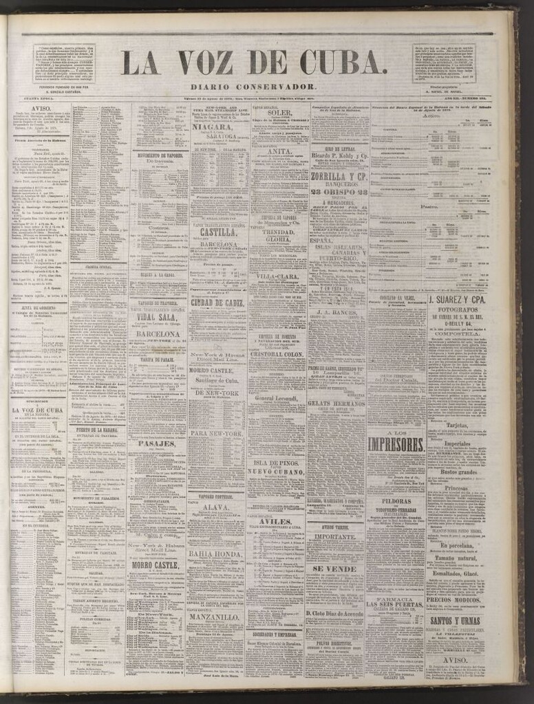 Miniatura de La Voz de Cuba: diario conservador del 22 de agosto de 1879