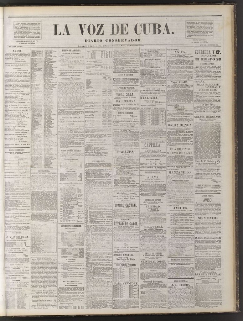 Miniatura de La Voz de Cuba: diario conservador del 24 de agosto de 1879