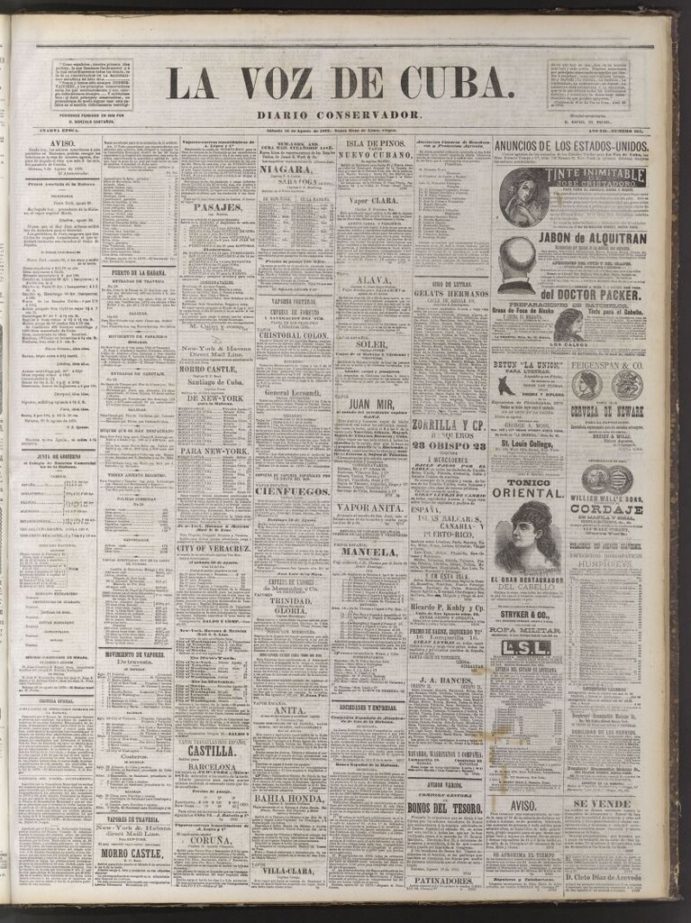 Miniatura de La Voz de Cuba: diario conservador del 30 de agosto de 1879