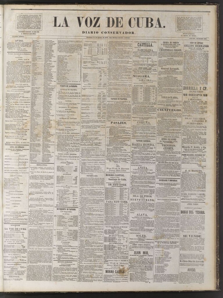Miniatura de La Voz de Cuba: diario conservador del 31 de agosto de 1879