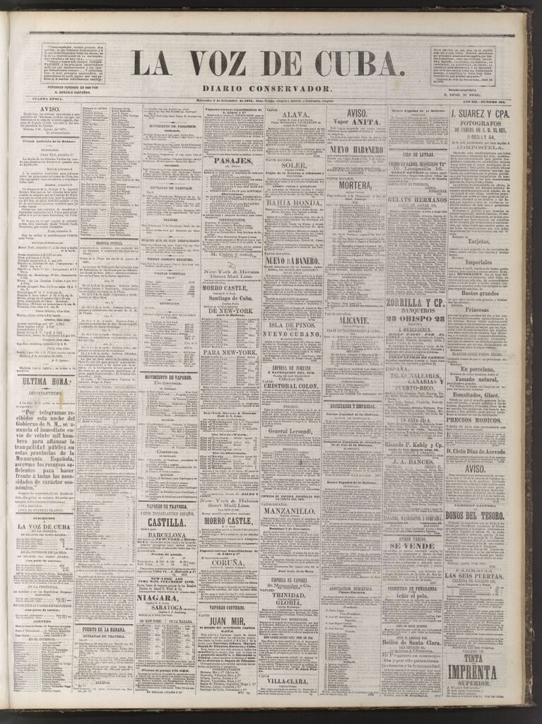 Miniatura de La Voz de Cuba: diario conservador del 3 de septiembre de 1879