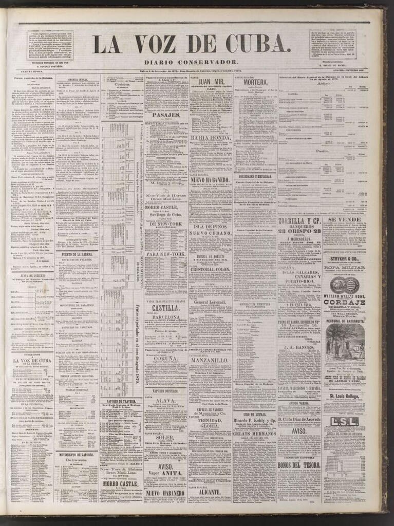 Miniatura de La Voz de Cuba: diario conservador del 4 de septiembre de 1879
