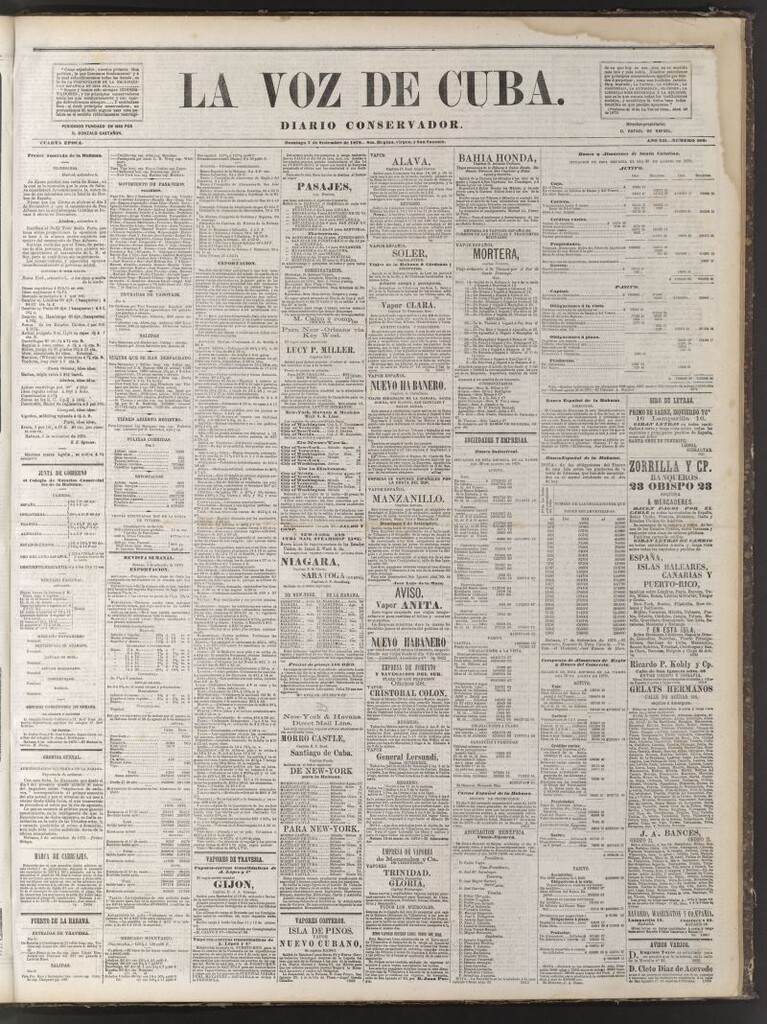 Miniatura de La Voz de Cuba: diario conservador del 7 de septiembre de 1879