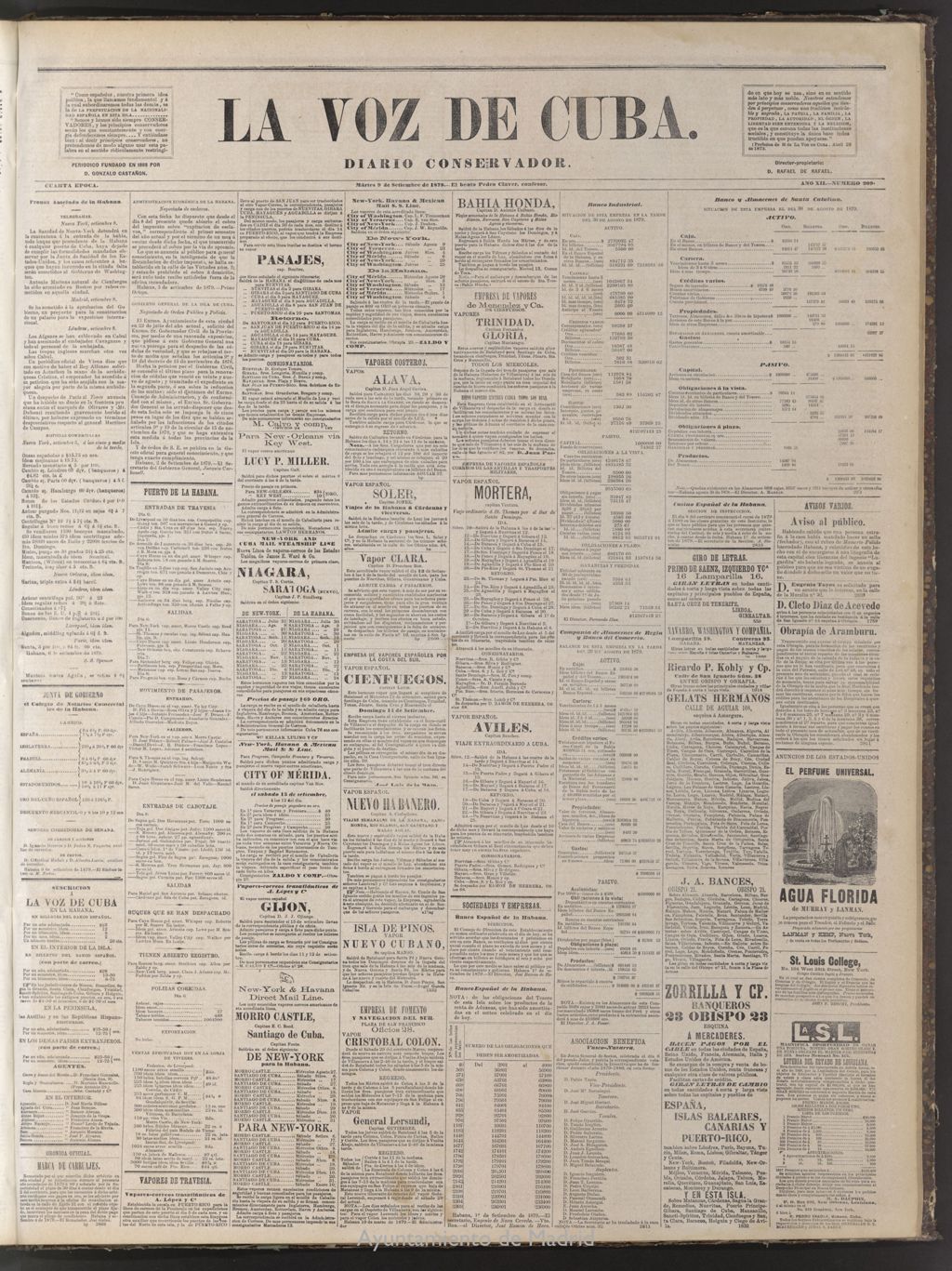 Miniatura de La Voz de Cuba: diario conservador del 9 de septiembre de 1879