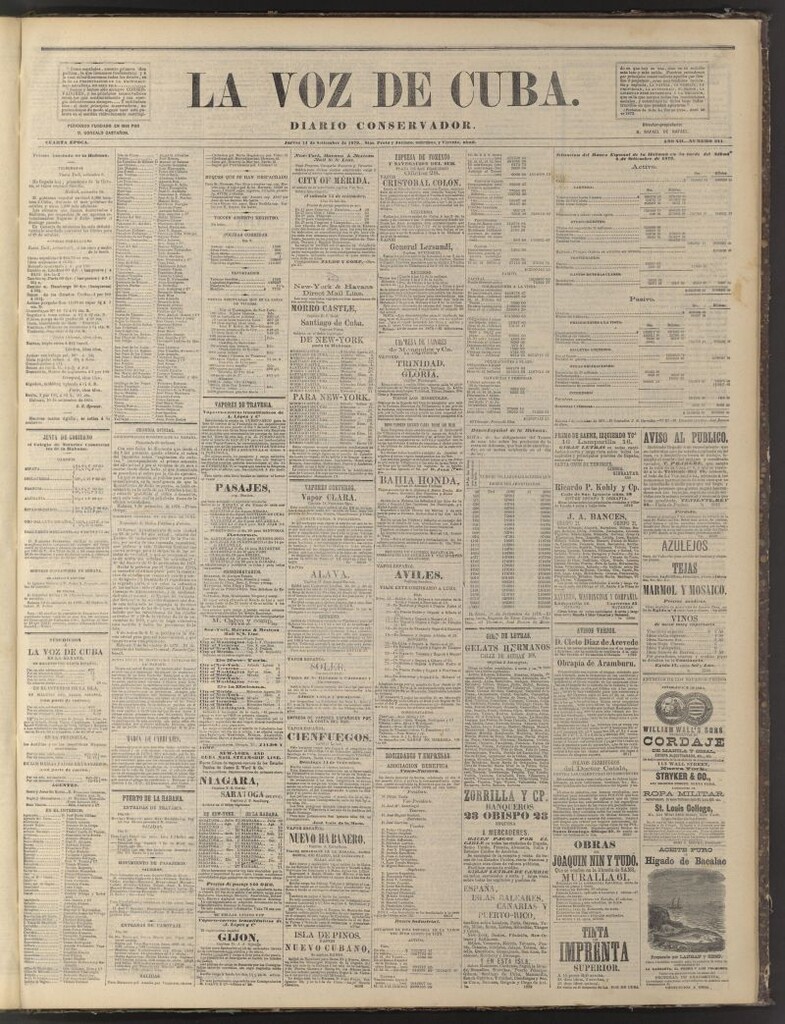Miniatura de La Voz de Cuba: diario conservador del 11 de septiembre de 1879