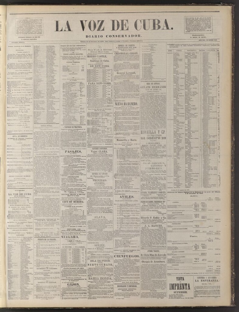 Miniatura de La Voz de Cuba: diario conservador del 12 de septiembre de 1879