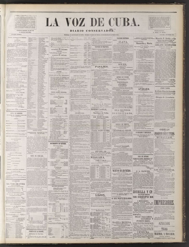 Miniatura de La Voz de Cuba: diario conservador del 14 de septiembre de 1879