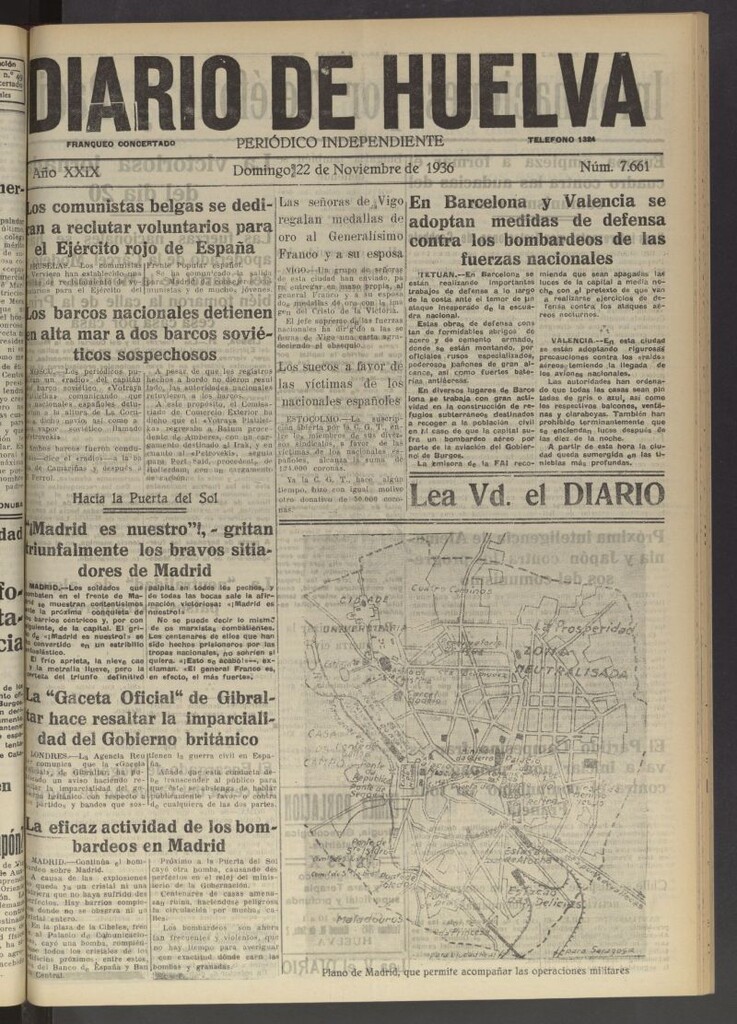 Miniatura de Diario de Huelva : periódico independiente del 22 de noviembre de 1936