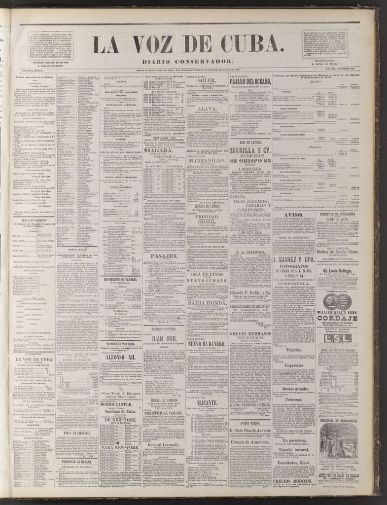 Miniatura de La Voz de Cuba: diario conservador del 18 de septiembre de 1879