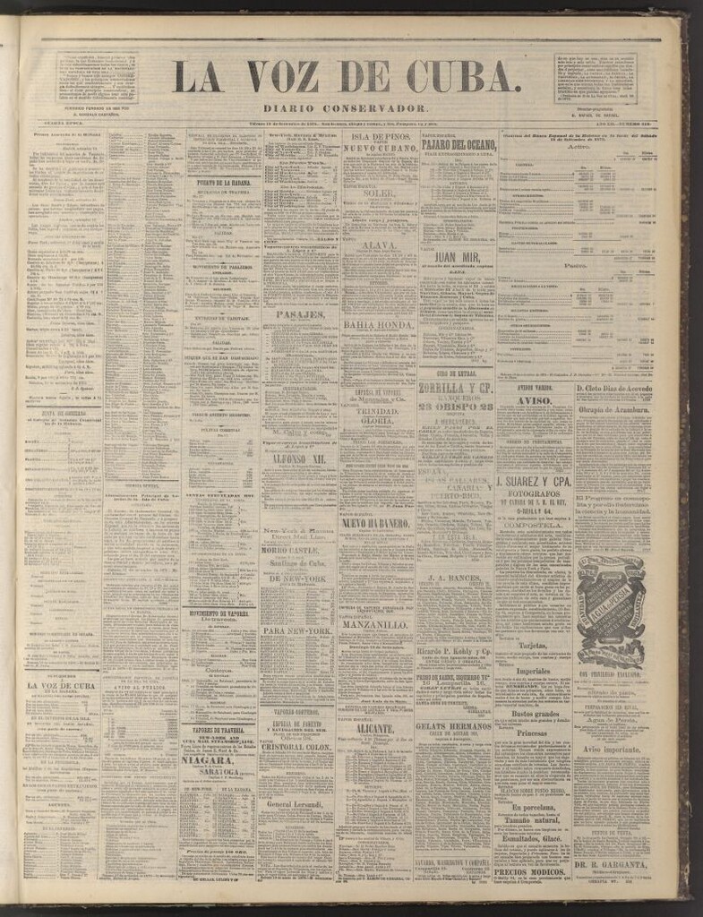 Miniatura de La Voz de Cuba: diario conservador del 19 de septiembre de 1879