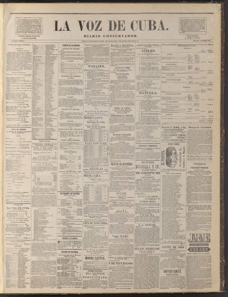 Miniatura de La Voz de Cuba: diario conservador del 26 de septiembre de 1879