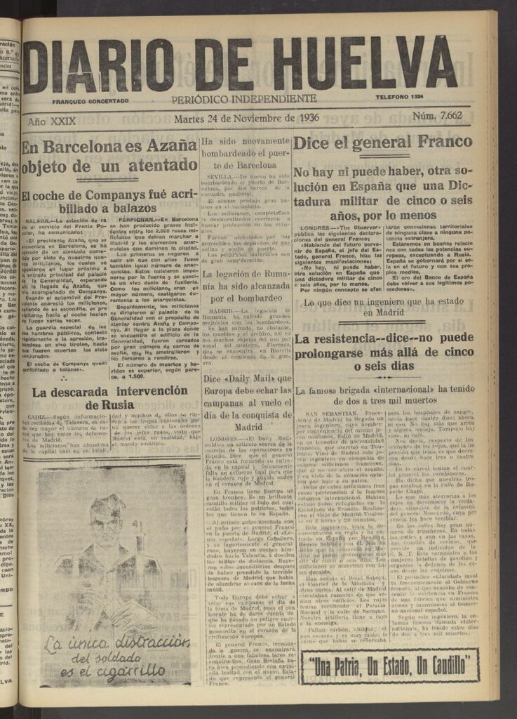 Miniatura de Diario de Huelva : periódico independiente del 24 de noviembre de 1936