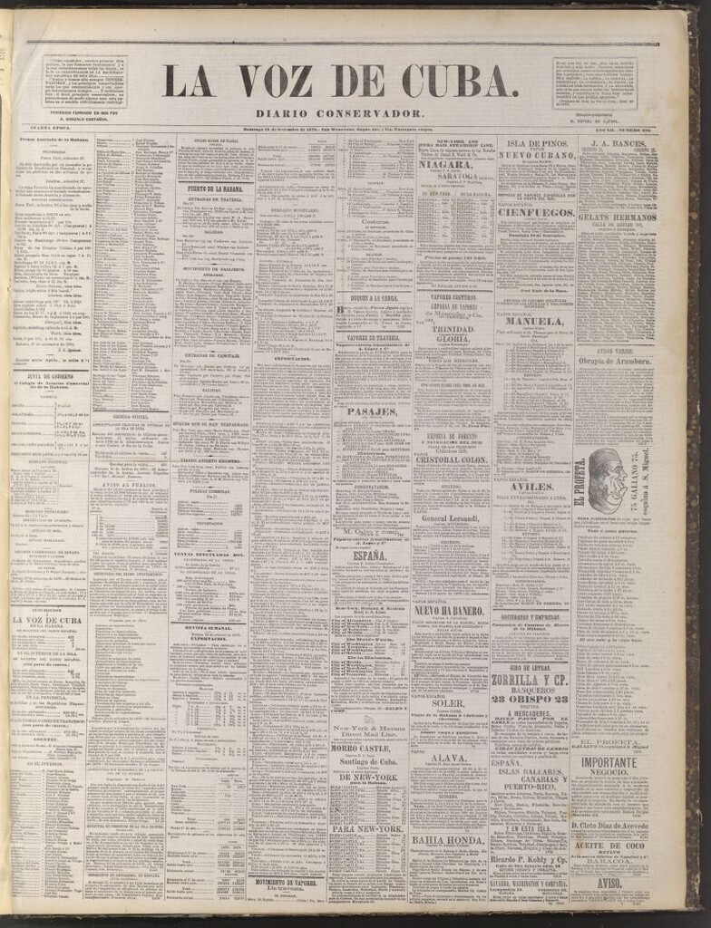 Miniatura de La Voz de Cuba: diario conservador del 28 de septiembre de 1879