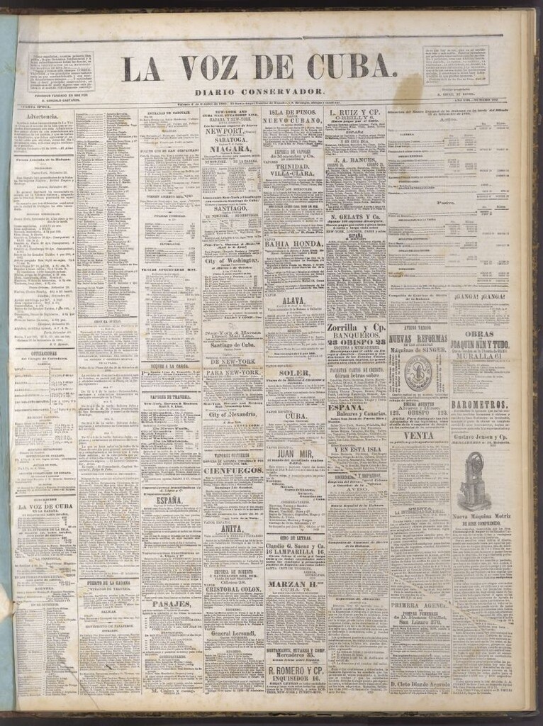 Miniatura de La Voz de Cuba: diario conservador del 1 de octubre de 1880