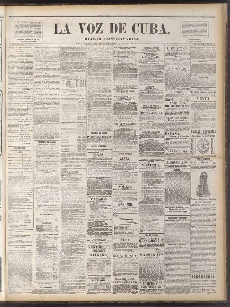 Miniatura de La Voz de Cuba: diario conservador del 3 de octubre de 1880