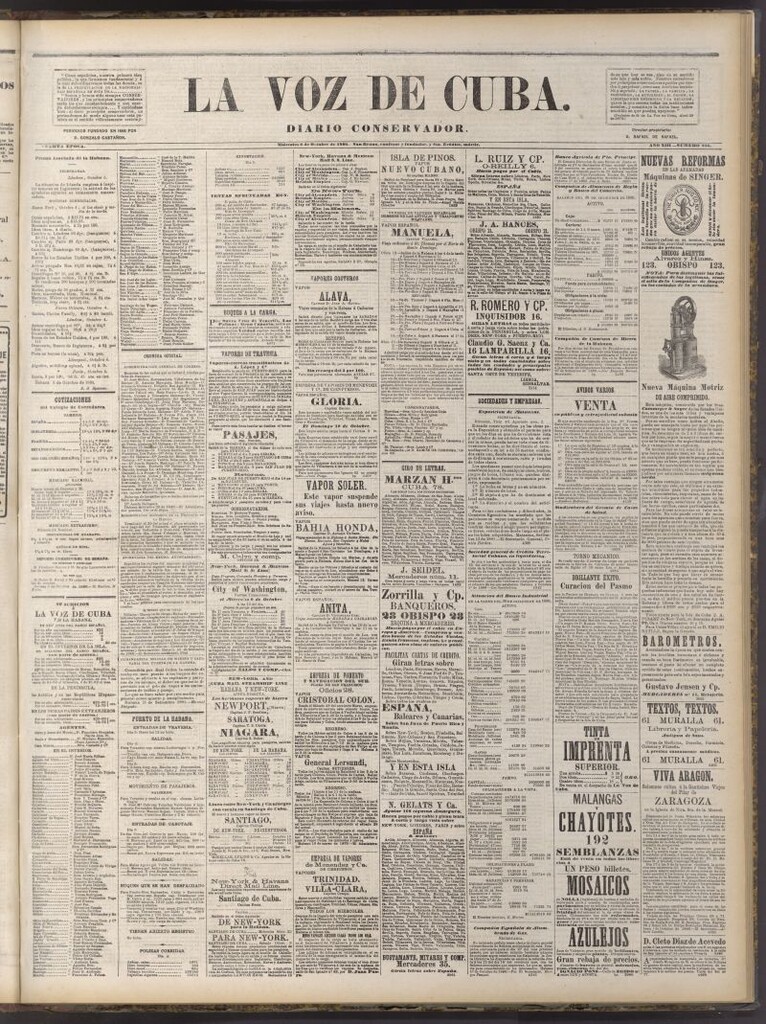 Miniatura de La Voz de Cuba: diario conservador del 6 de octubre de 1880