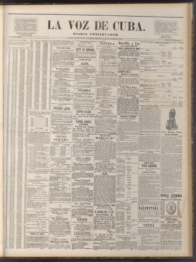 Miniatura de La Voz de Cuba: diario conservador del 8 de octubre de 1880