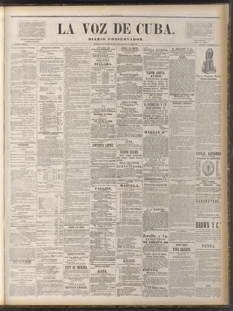 Miniatura de La Voz de Cuba: diario conservador del 10 de octubre de 1880