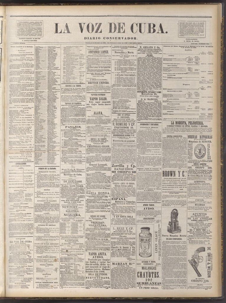Miniatura de La Voz de Cuba: diario conservador del 15 de octubre de 1880