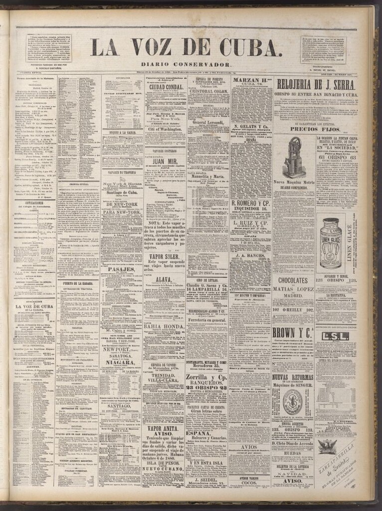 Miniatura de La Voz de Cuba: diario conservador del 19 de octubre de 1880
