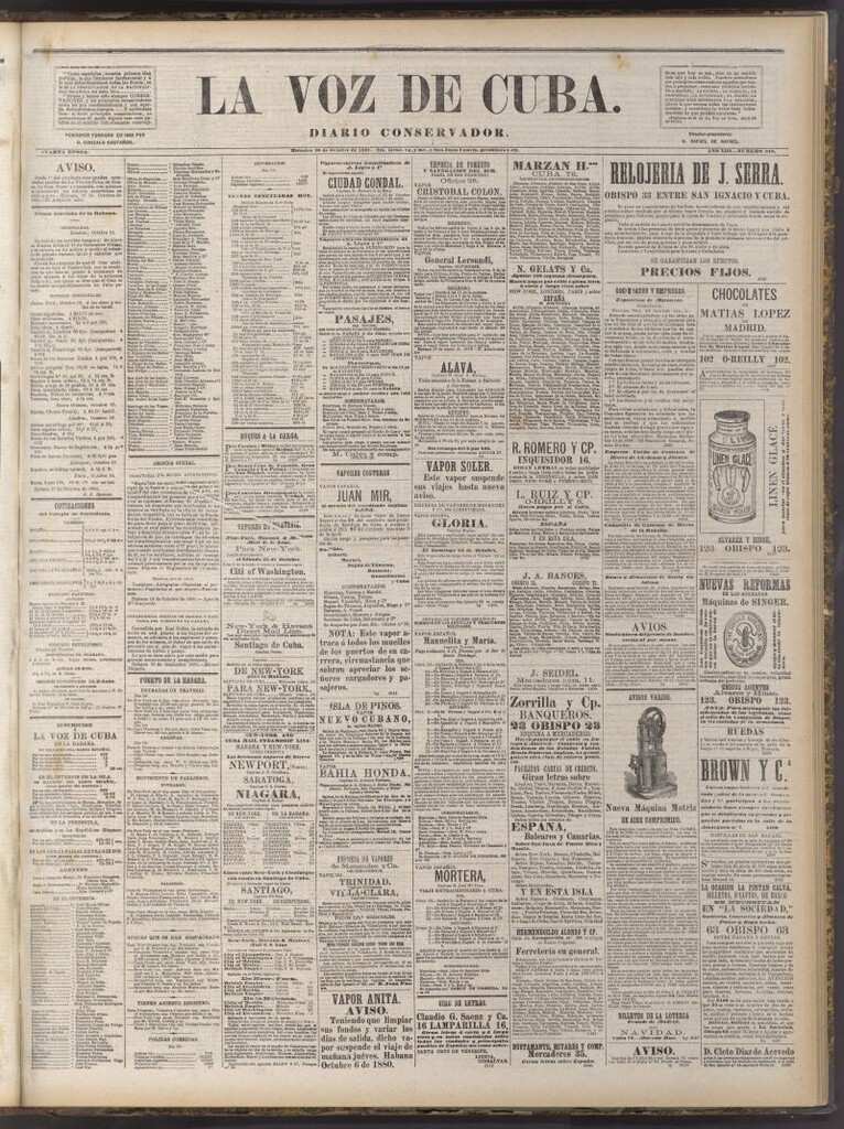 Miniatura de La Voz de Cuba: diario conservador del 20 de octubre de 1880