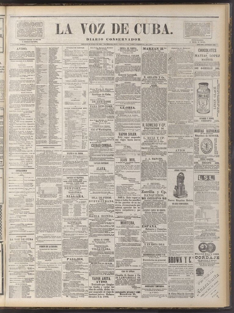 Miniatura de La Voz de Cuba: diario conservador del 21 de octubre de 1880