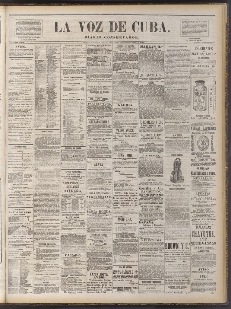 Miniatura de La Voz de Cuba: diario conservador del 22 de octubre de 1880