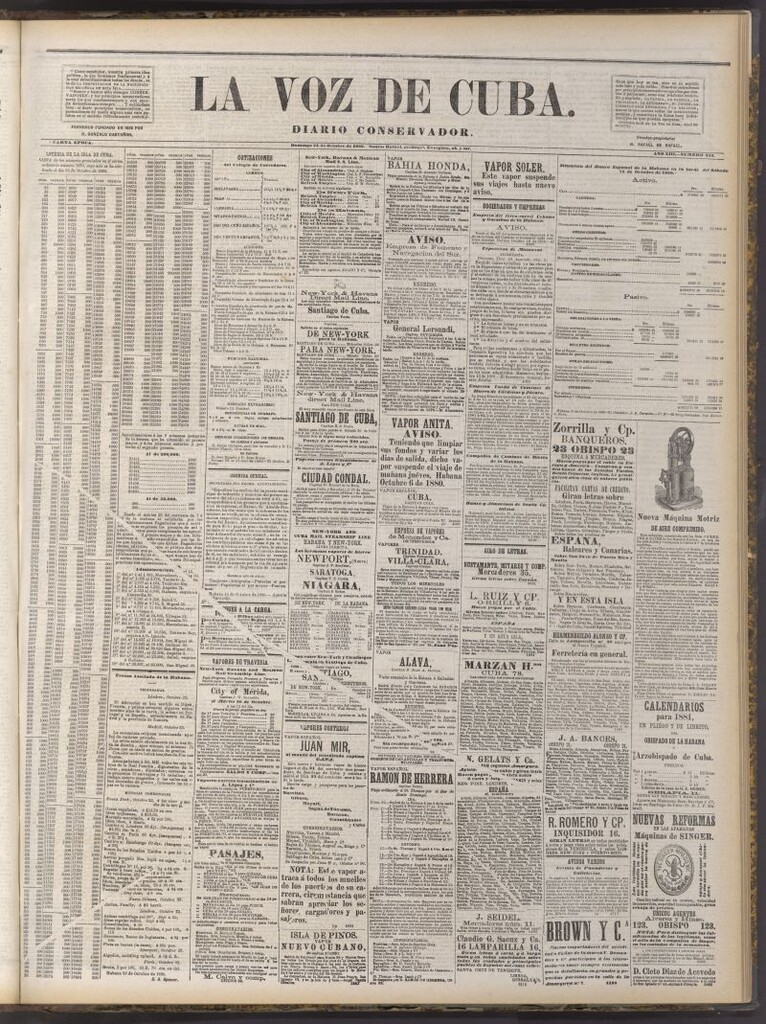 Miniatura de La Voz de Cuba: diario conservador del 24 de octubre de 1880