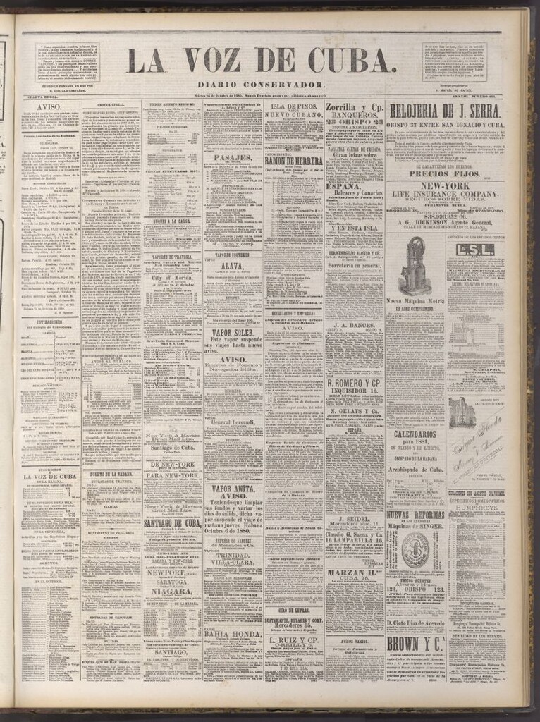 Miniatura de La Voz de Cuba: diario conservador del 26 de octubre de 1880