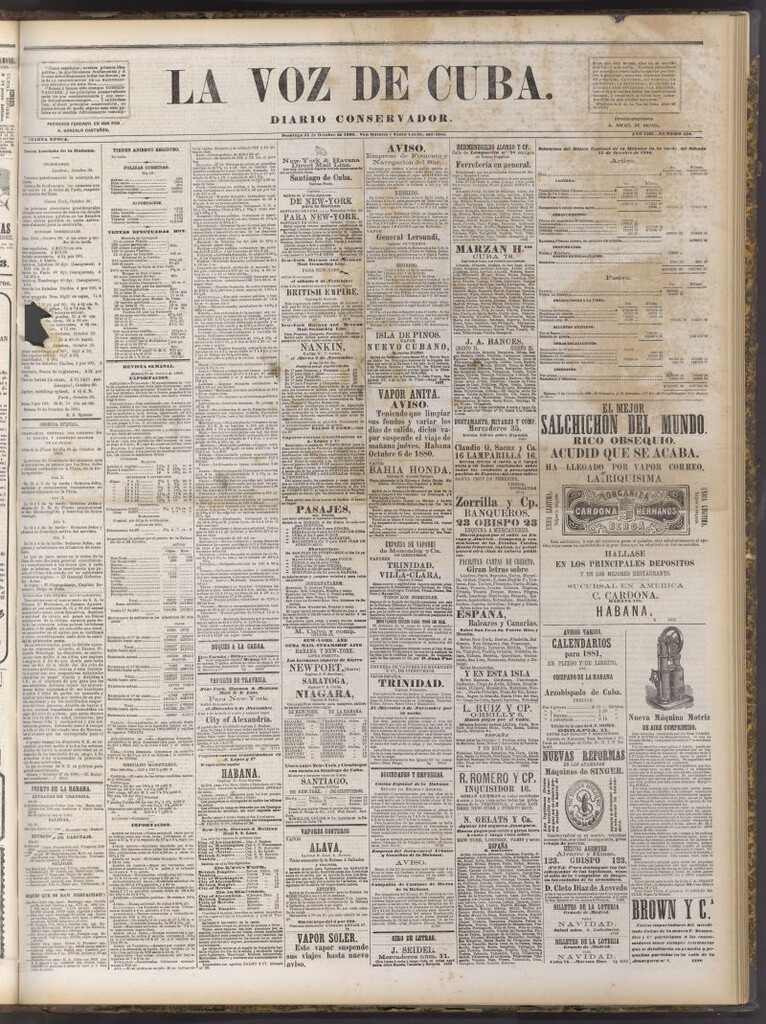 Miniatura de La Voz de Cuba: diario conservador del 31 de octubre de 1880