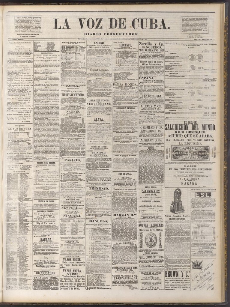 Miniatura de La Voz de Cuba: diario conservador del 2 de noviembre de 1880
