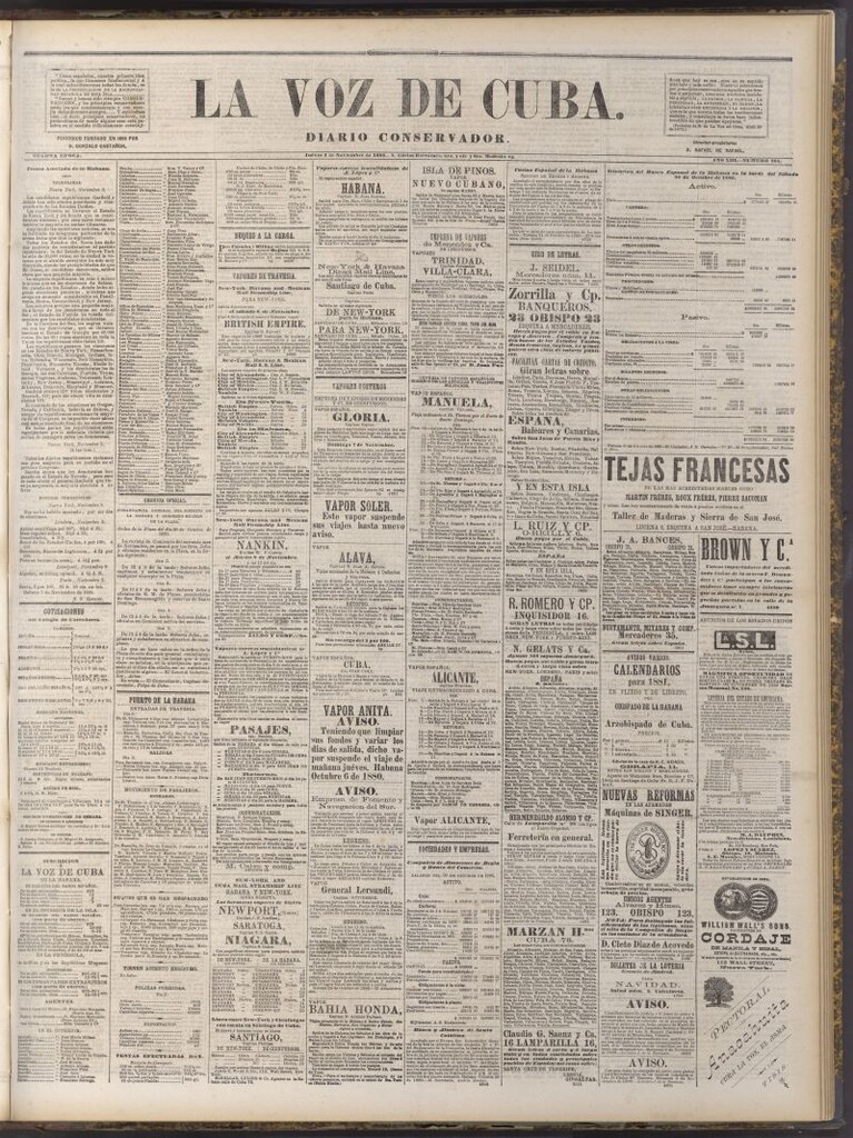 Miniatura de La Voz de Cuba: diario conservador del 4 de noviembre de 1880