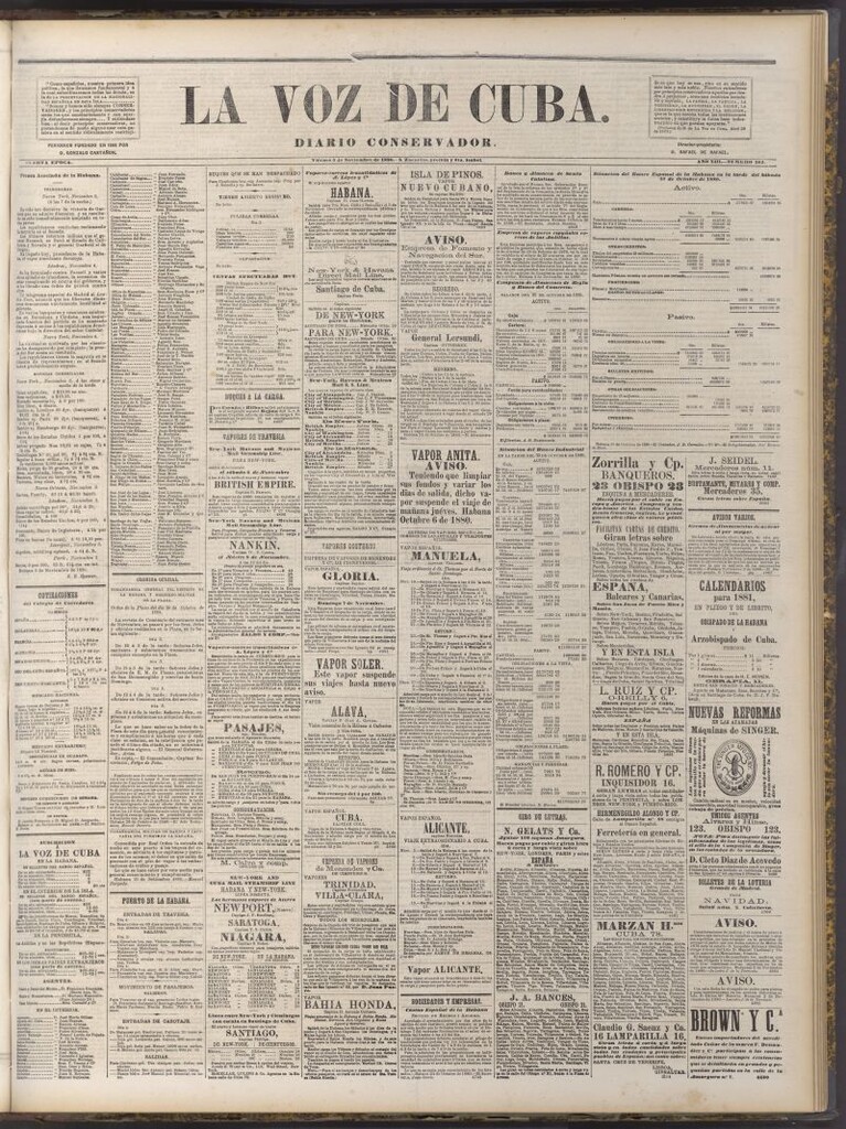 Miniatura de La Voz de Cuba: diario conservador del 5 de noviembre de 1880