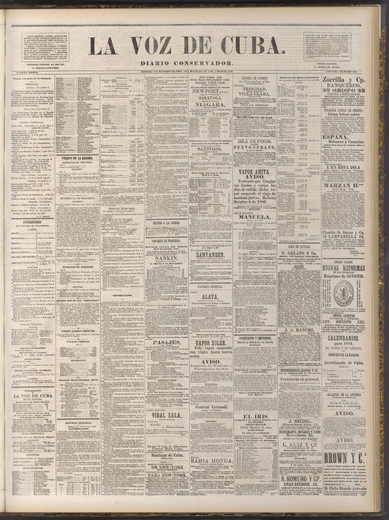Miniatura de La Voz de Cuba: diario conservador del 7 de noviembre de 1880