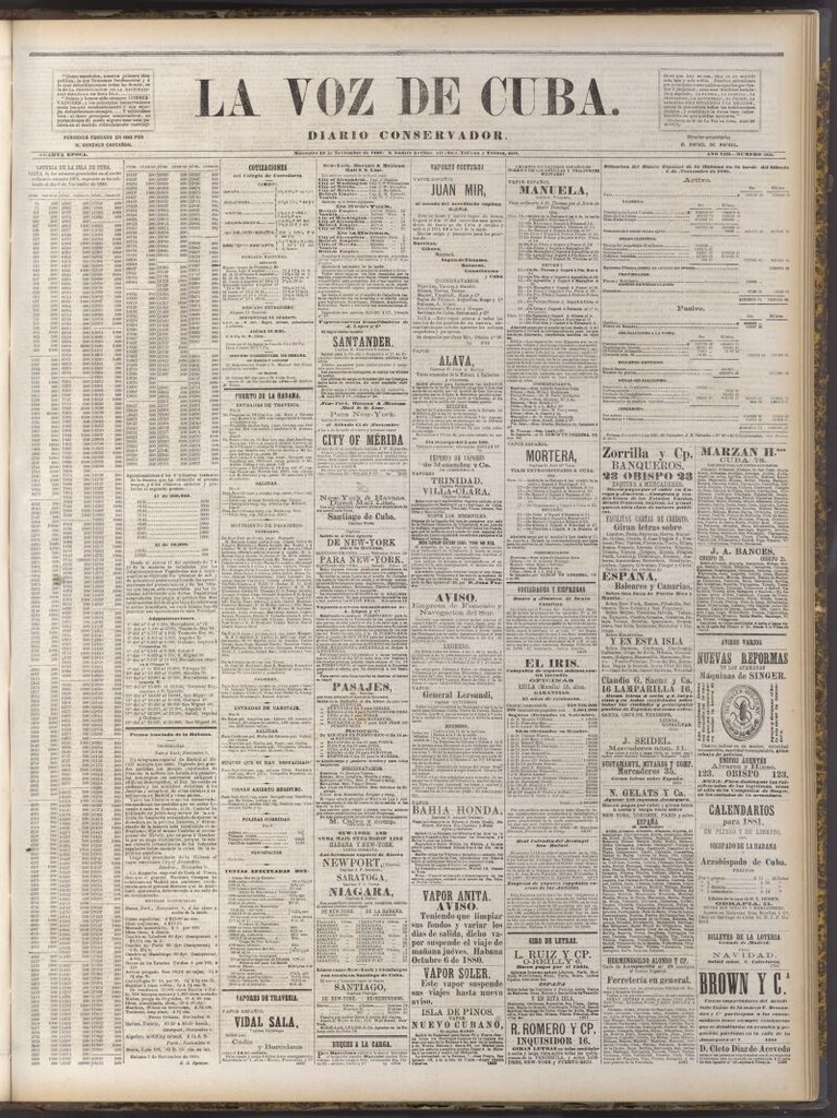 Miniatura de La Voz de Cuba: diario conservador del 10 de noviembre de 1880