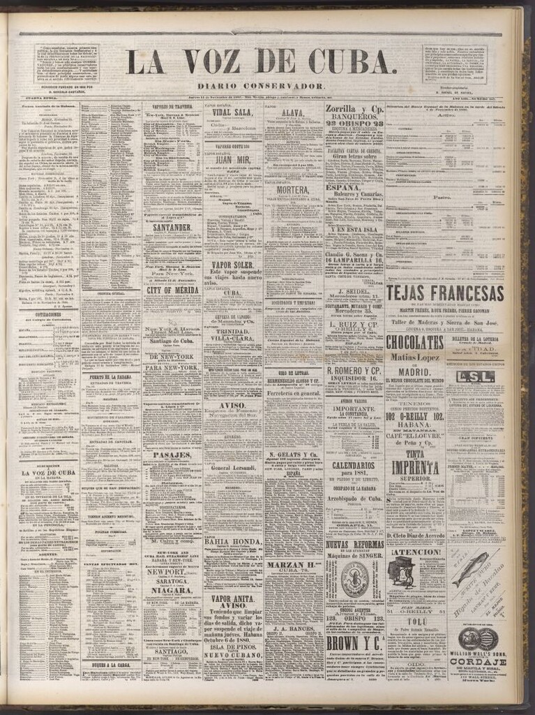Miniatura de La Voz de Cuba: diario conservador del 11 de noviembre de 1880