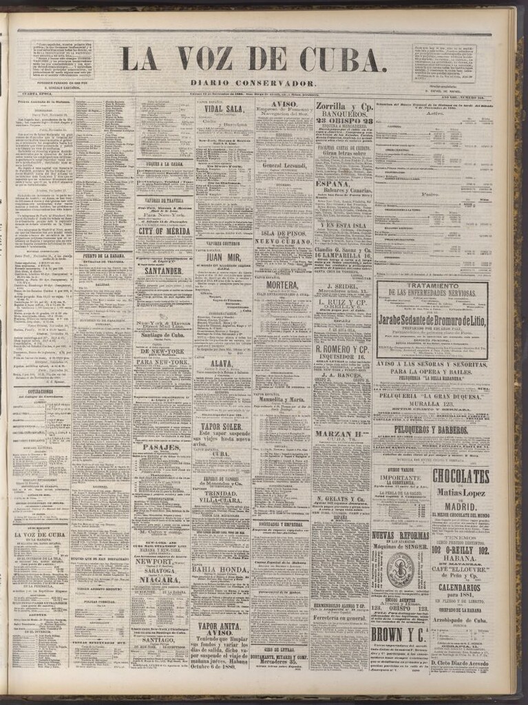 Miniatura de La Voz de Cuba: diario conservador del 12 de noviembre de 1880