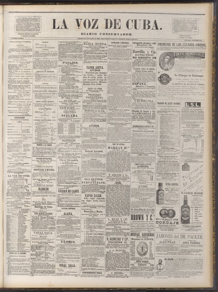 Miniatura de La Voz de Cuba: diario conservador del 20 de noviembre de 1880