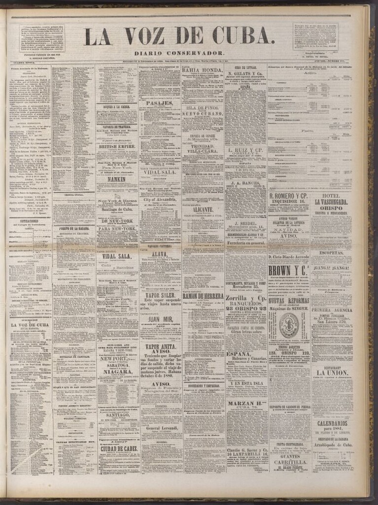 Miniatura de La Voz de Cuba: diario conservador del 24 de noviembre de 1880