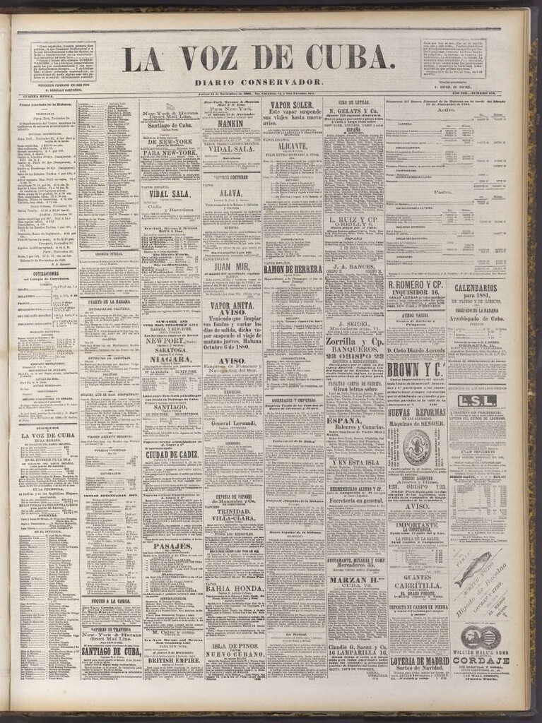 Miniatura de La Voz de Cuba: diario conservador del 25 de noviembre de 1880