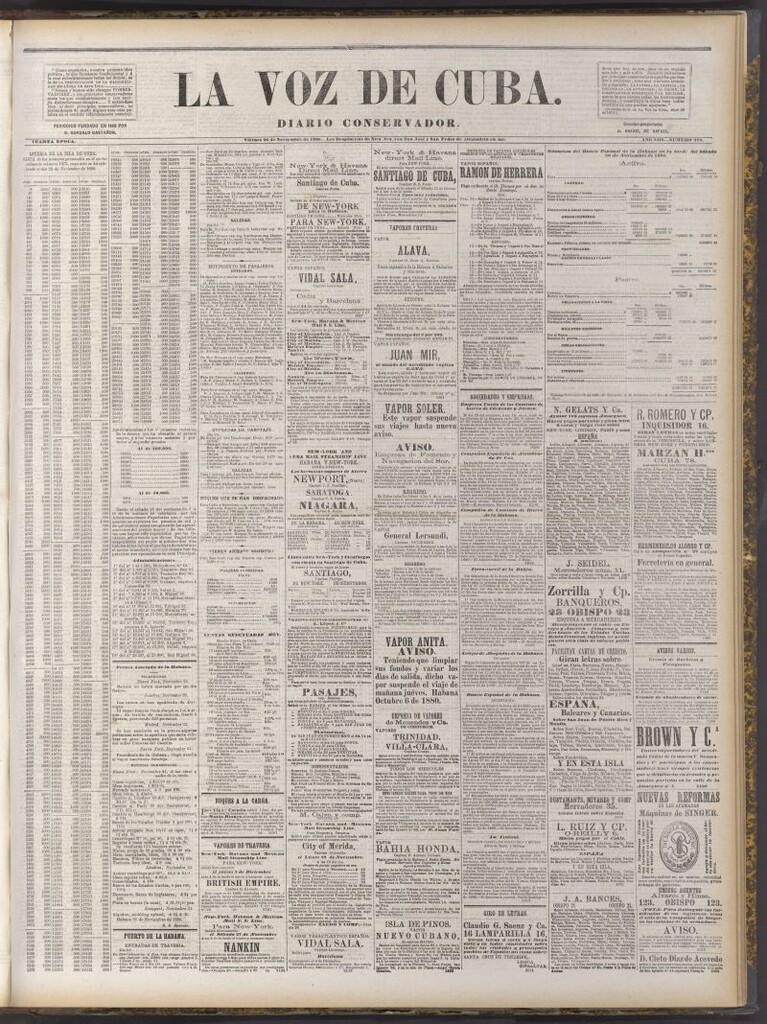 Miniatura de La Voz de Cuba: diario conservador del 26 de noviembre de 1880